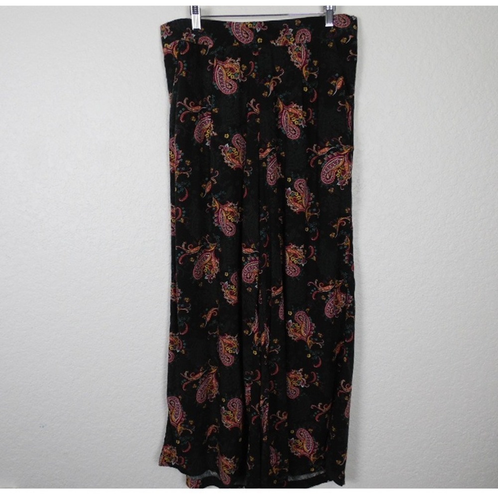 Torrid Women's Wide Leg Paisley Pants SZ 0X 1X Black‎ Multicolor Boho Resort